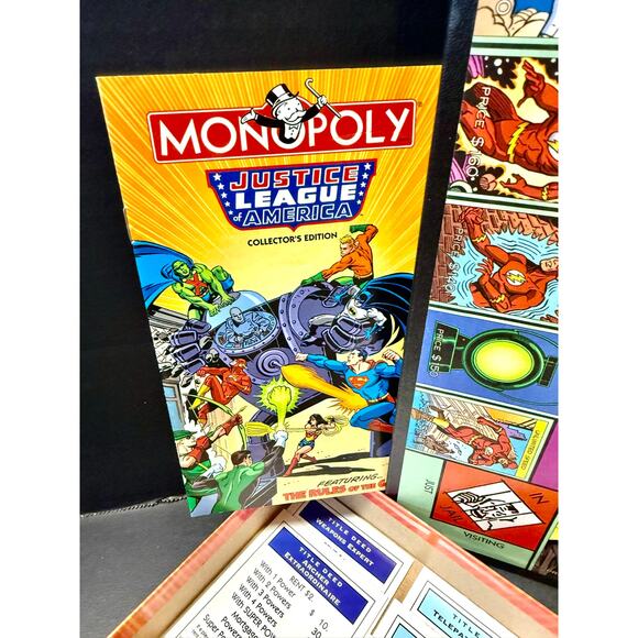 1999 Justice League of America Monopoly Collector’s Edition COMPLETE w/ comic - Picture 4 of 10